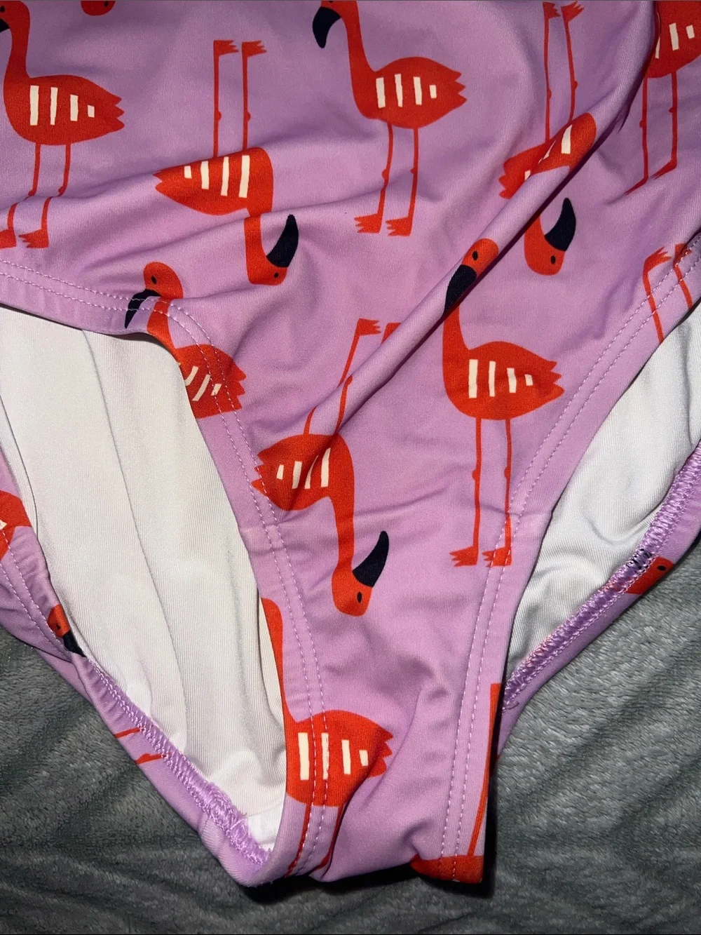 Hanna Andersson Purple Long-Sleeve Flamingo One-Piece Swimsuit